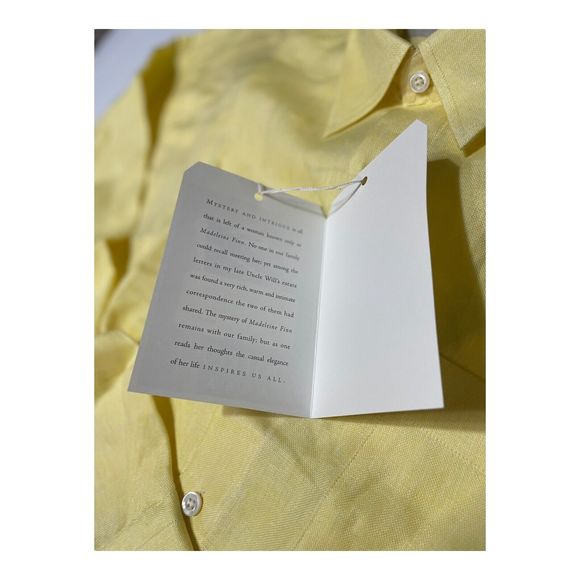 Madeleine Finn Maru Stateroom Baggage Men’s ‎ Large Yellow Button Up Cotton - Picture 3 of 12